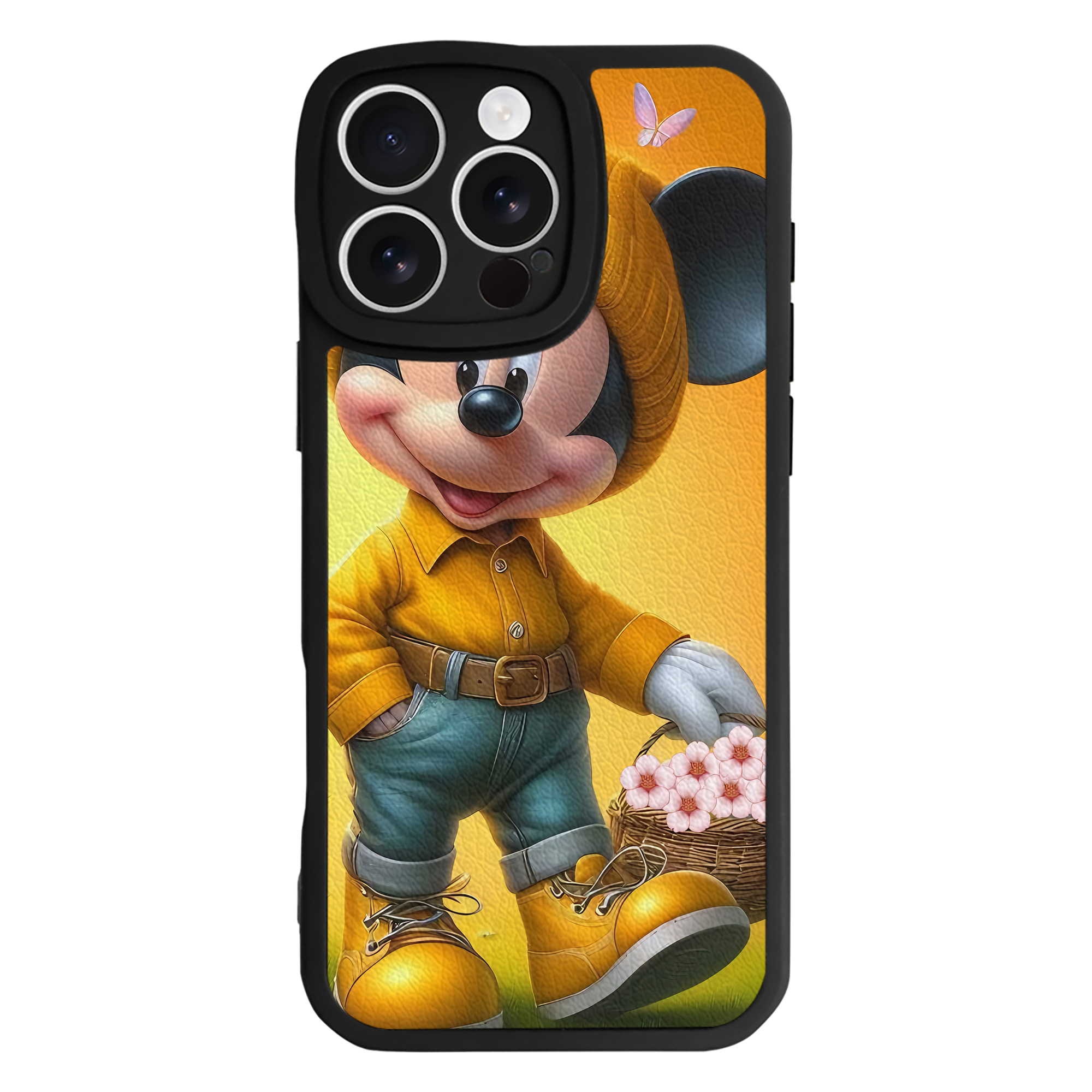 （画像用） ミッキーマウス Mickey Mouse 【iPhone 16シリーズ対応】シリコンスマホケース（レザー調） 材質：シリコン